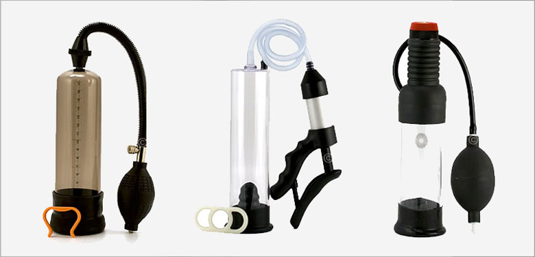 Three penis pumps