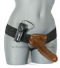 Large Chocolate Vibrating Hollow Strap On close up